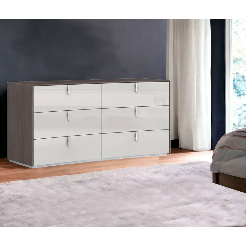 Gray Six Drawer Double Dresser By Homeroots