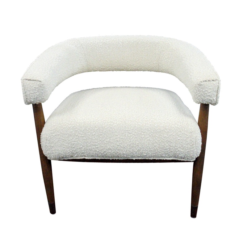 Ivory Polyester Blend And Brown Solid Color Arm Chair By Homeroots