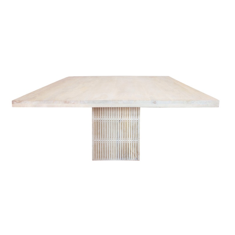 Ivory Square Solid Wood Pedestal Base Dining Table By Homeroots