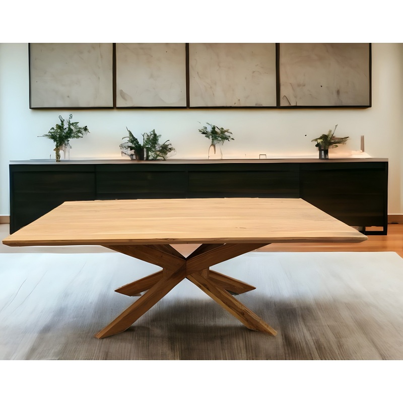 Natural Solid Wood Pedestal Base Dining Table By Homeroots