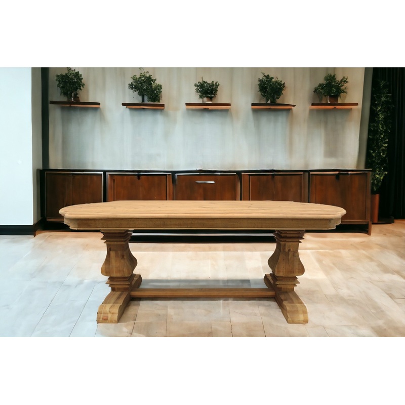 Natural Solid Wood Trestle Base Dining Table By Homeroots