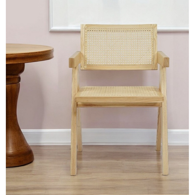 Natural Wood Open Back Dining Arm Chair By Homeroots