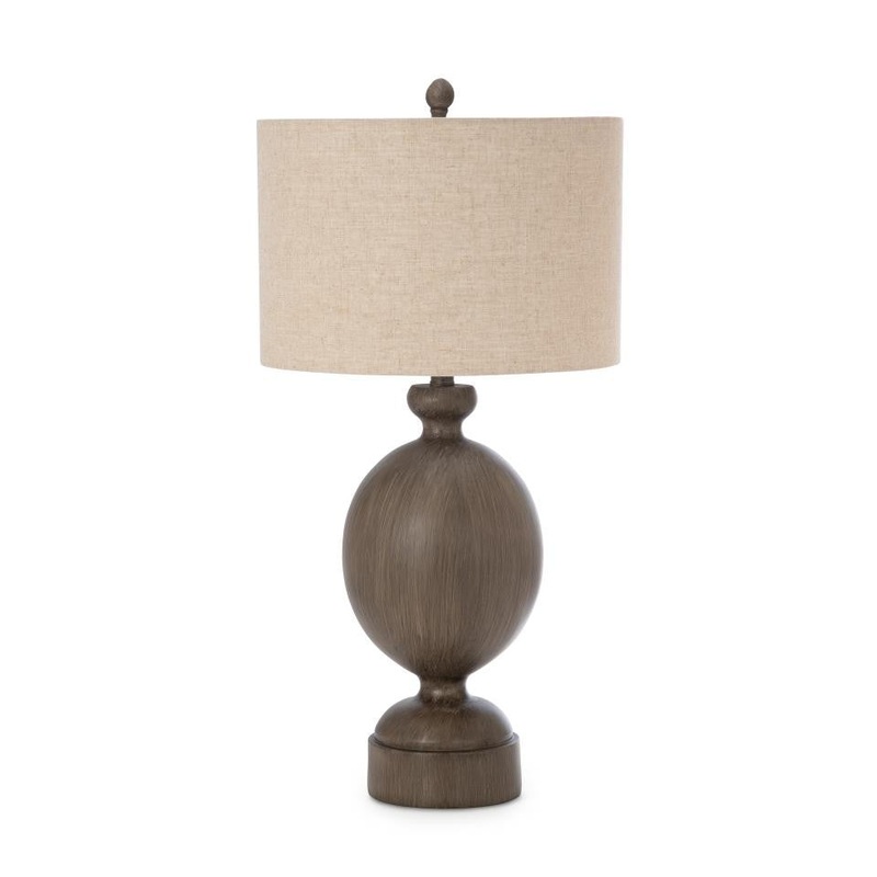 Set of Two Brown Geometric Table Lamps With Beige Drum Shade By Homeroots