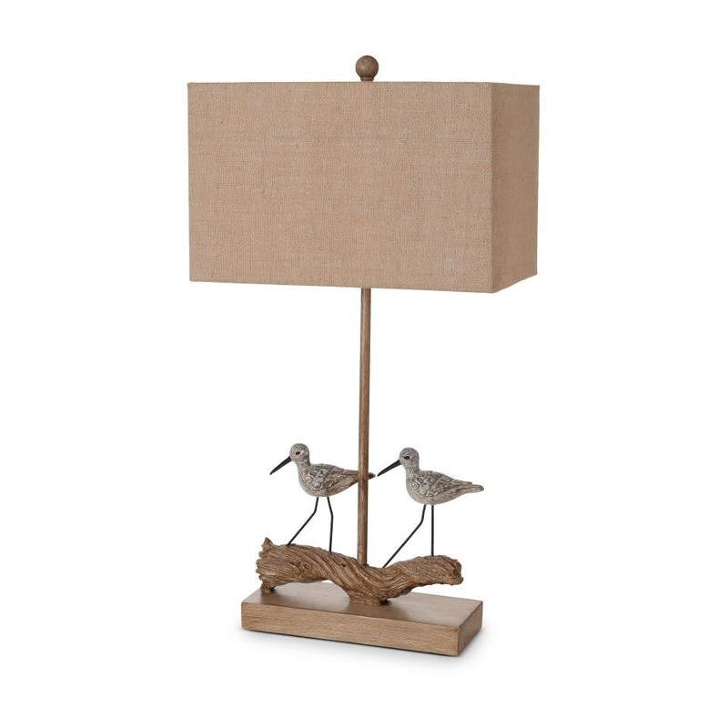 Set of Two Brown Sand Piper Bird Table Lamps With Brown Shade By Homeroots