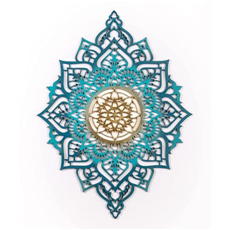 Turquoise And Gold Solid Wood Geometric Shapes Wall Decor By Homeroots