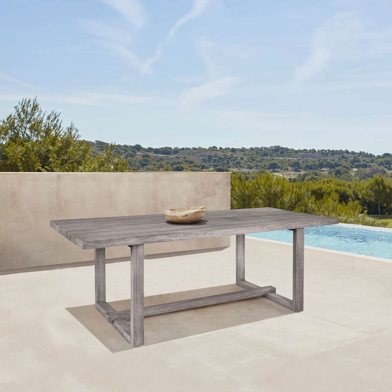 Vivid Outdoor Patio Dining Table in Gray Eucalyptus Wood By Armen Living