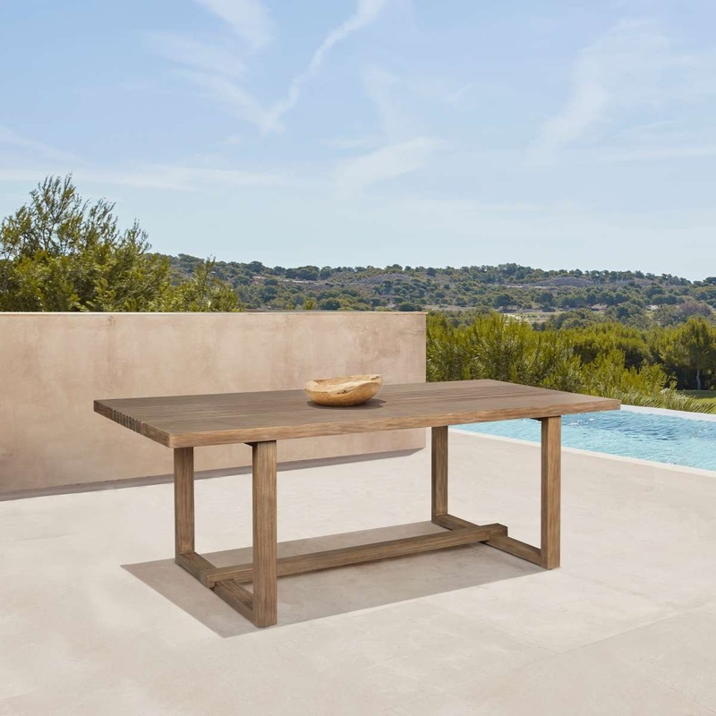 Vivid Outdoor Patio Dining Table in Light Eucalyptus Wood By Armen Living