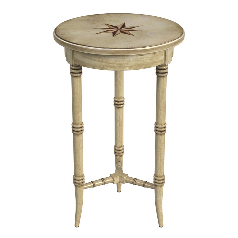 Beige Distressed Wood Round End Table By Homeroots