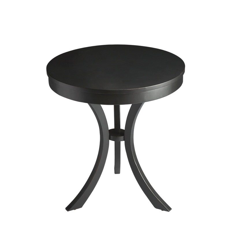 Black Manufactured Wood Round End Table By Homeroots