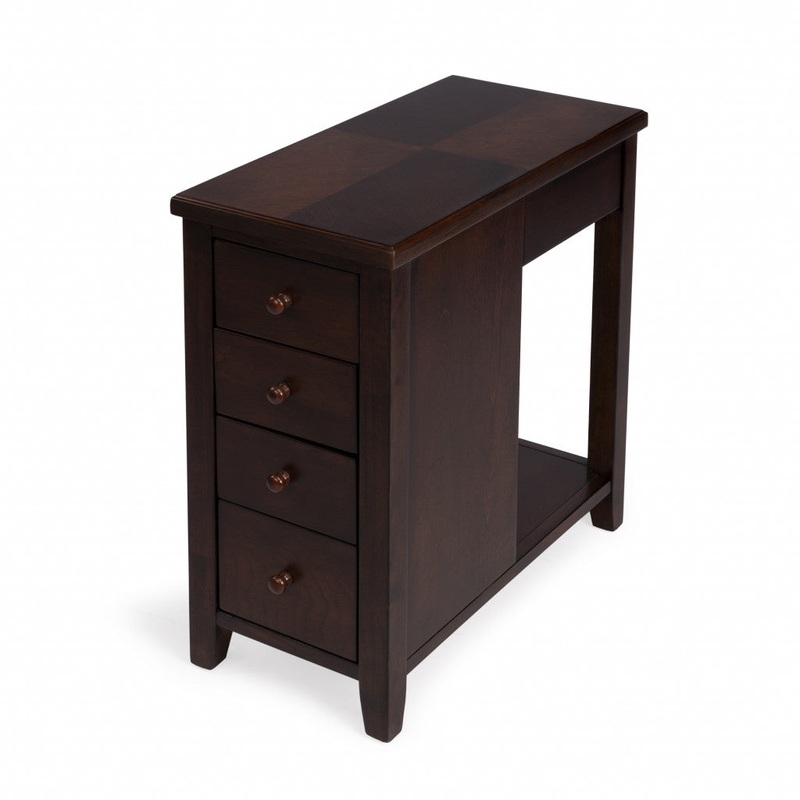 Dark Brown Manufactured Wood Rectangular End Table With Four Drawers And Shelf By Homeroots