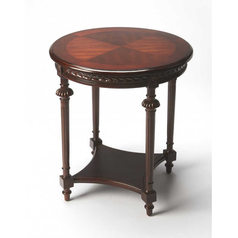 Dark Brown Manufactured Wood Round End Table With Shelf By Homeroots