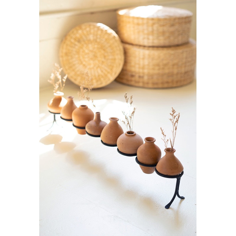 Eight Clay Vessels On An Iron Base By Kalalou