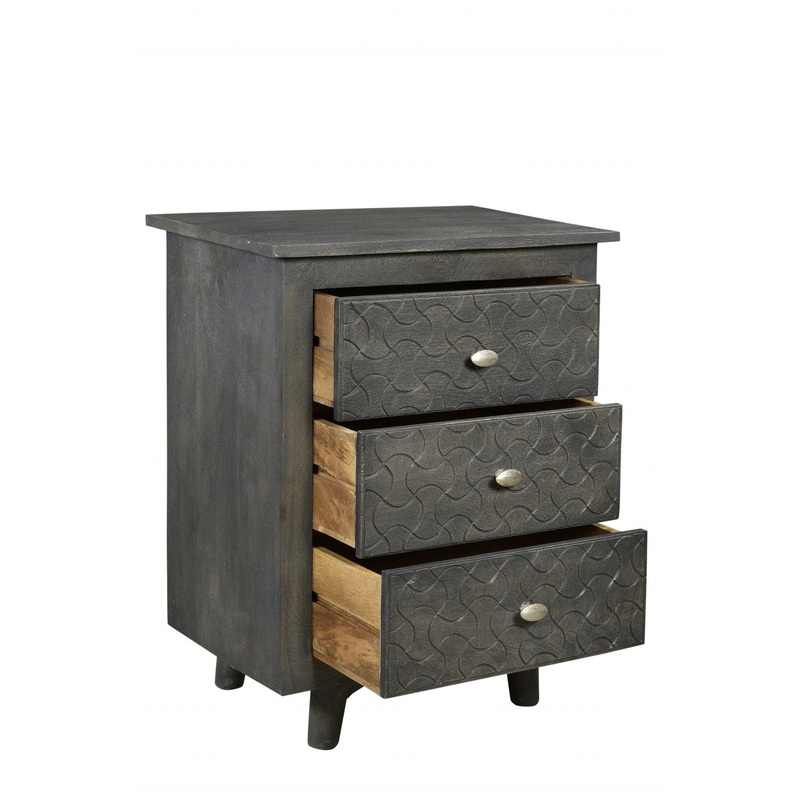 Gray Three Drawer Nightstand By Homeroots