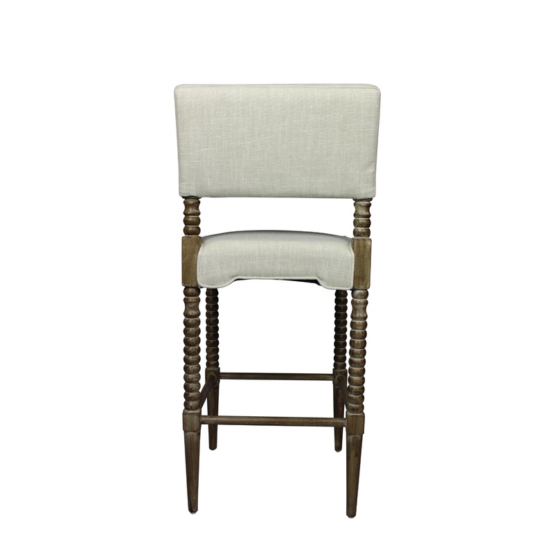 Off White And Brown Solid Wood Bar Height Bar Chair By Homeroots