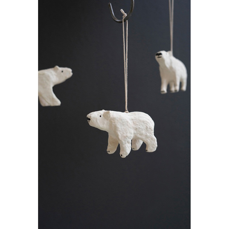 Paper Mache Bear Christmas Ornament By Kalalou
