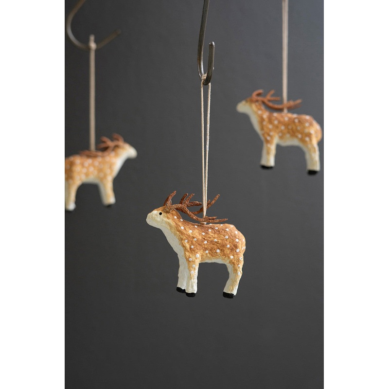 Paper Mache Deer Christmas Ornament By Kalalou