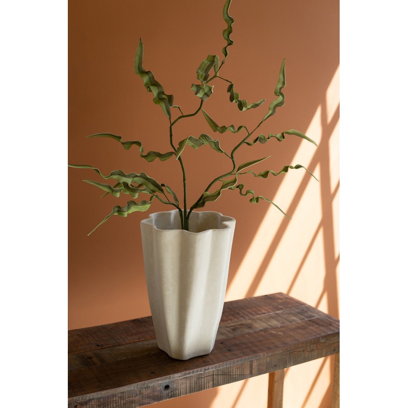 Paper Mache Tall Fluted Vase By Kalalou