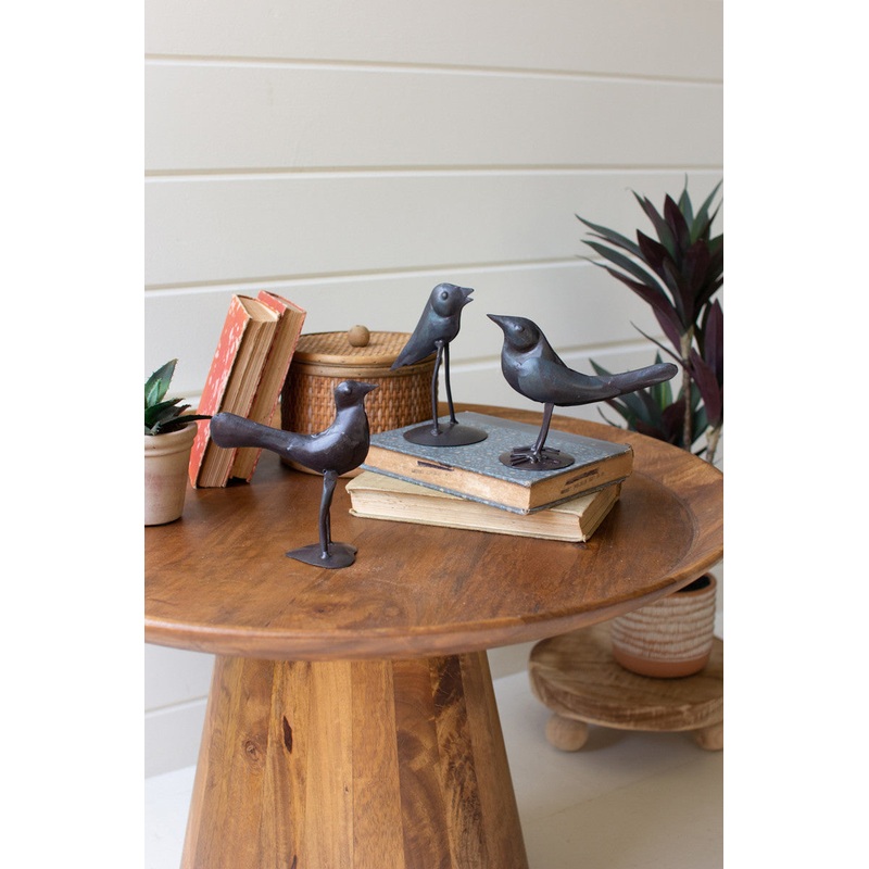 Set Of Three Black Antique Iron Birds (Min 2) By Kalalou