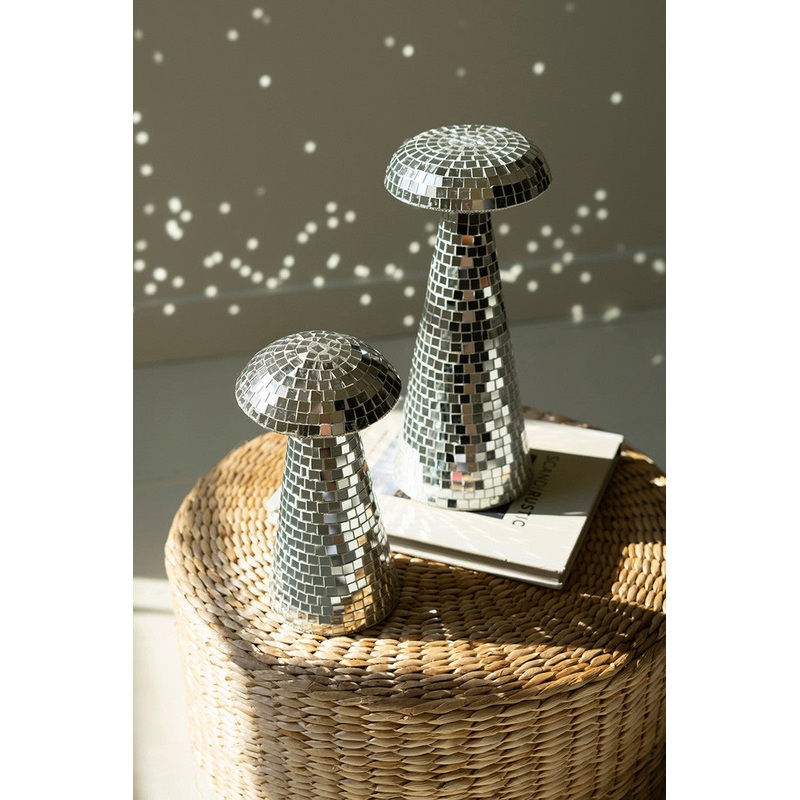 Set Of Two Disco Glass Mushrooms By Kalalou