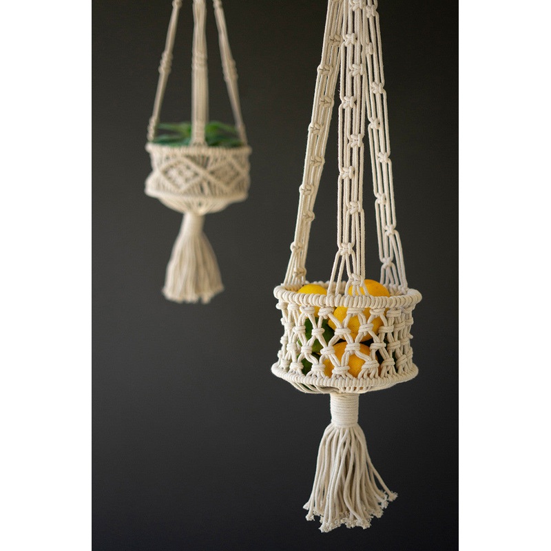 Set Of Two Hanging Macrame Planters (Min 2) By Kalalou