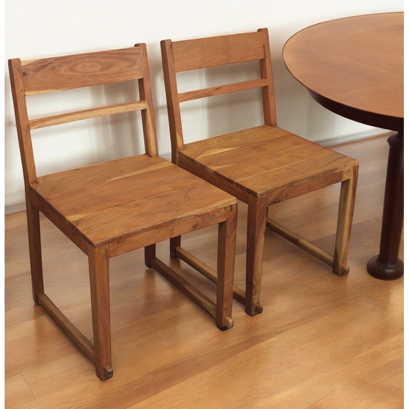 Set of Two Natural Wood Ladder Back Dining Side Chairs By Homeroots