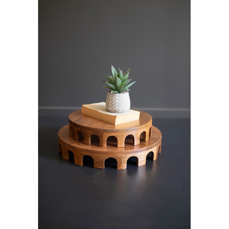 Set Of Two Round Wooden Risers By Kalalou
