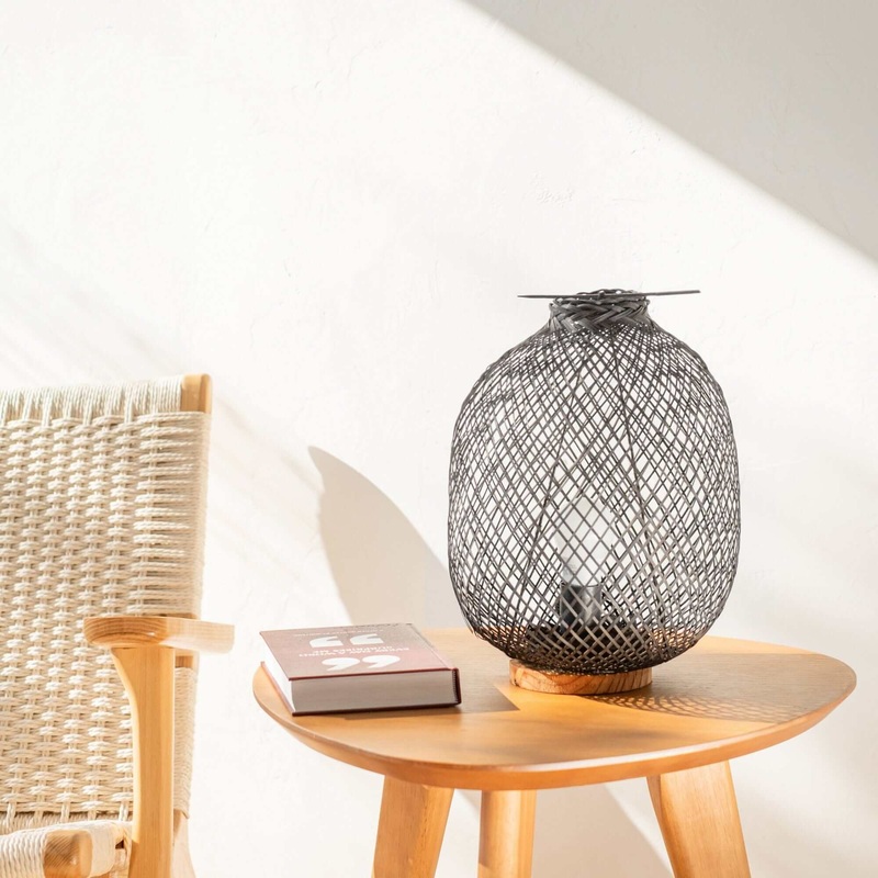 A Da - Bamboo Boho Table Lamp - Natural Elegance Illuminated (Black) By Thaihome