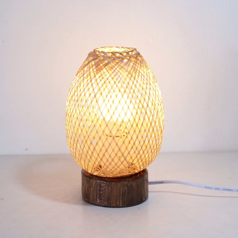 Anan Ta Ya - Boho Bamboo Bedside Lamp By Thaihome