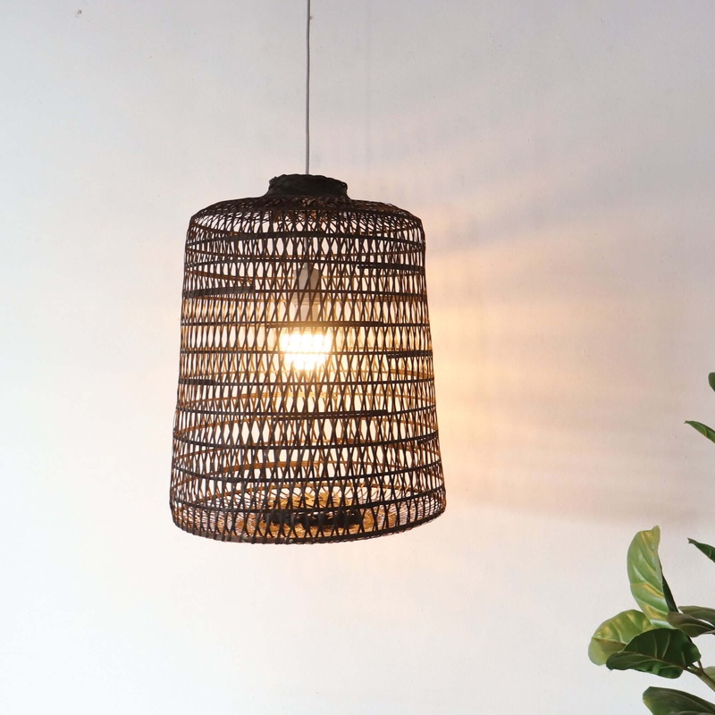 Black Varee - Black Small Bamboo Pendant Light By Thaihome