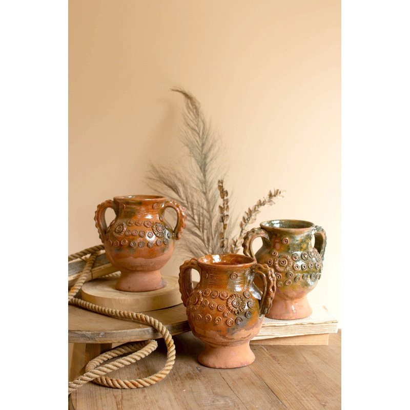 Clay Green Glaze Two Handle Chalice By Kalalou