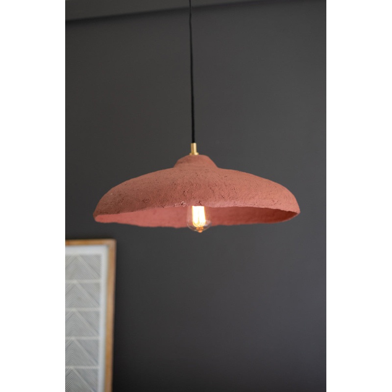 Dome Paper Mache Pendant Light - Rust By Kalalou