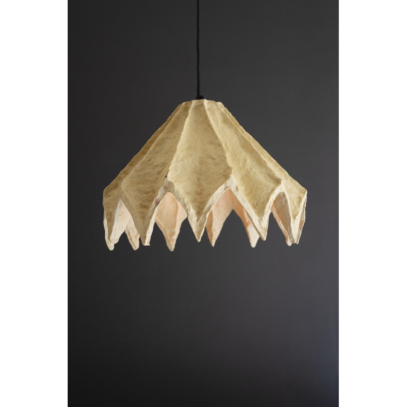 Folded Paper Mache Pendant Light - Natural By Kalalou