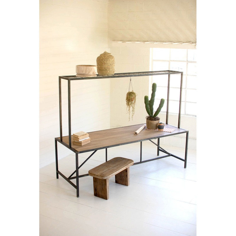Metal Store Display Table With Wooden Top By Kalalou