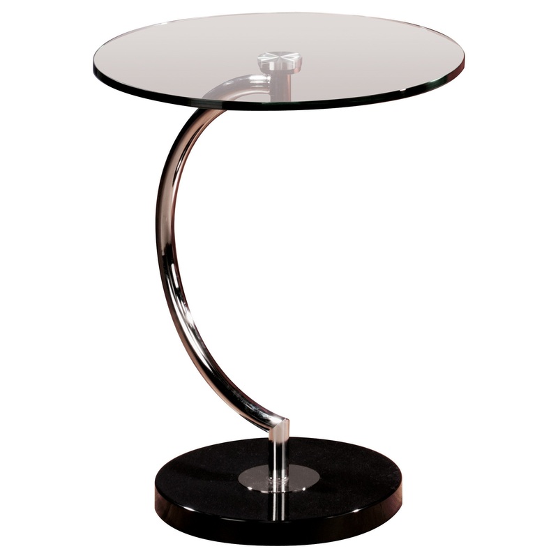 LumiSource "C" Table Clear glass, Chrome Glass, Metal Tempered Glass Top Marble Base Sophisticated Design