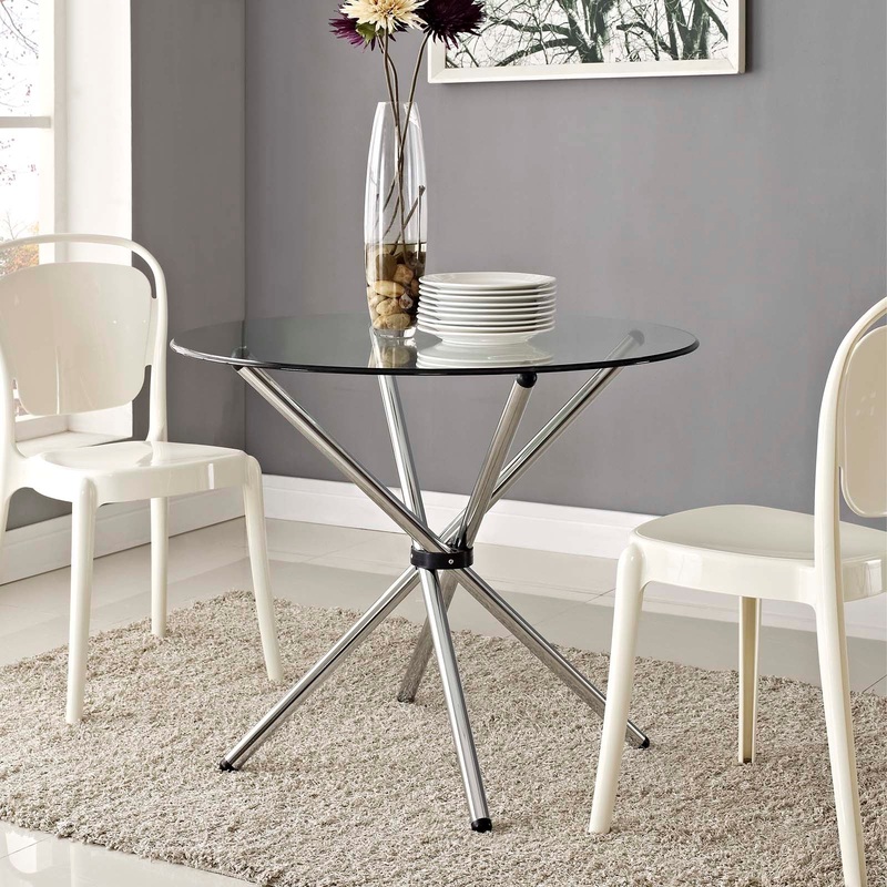 Modway Baton Round Dining Table - Clear - EEI-1074