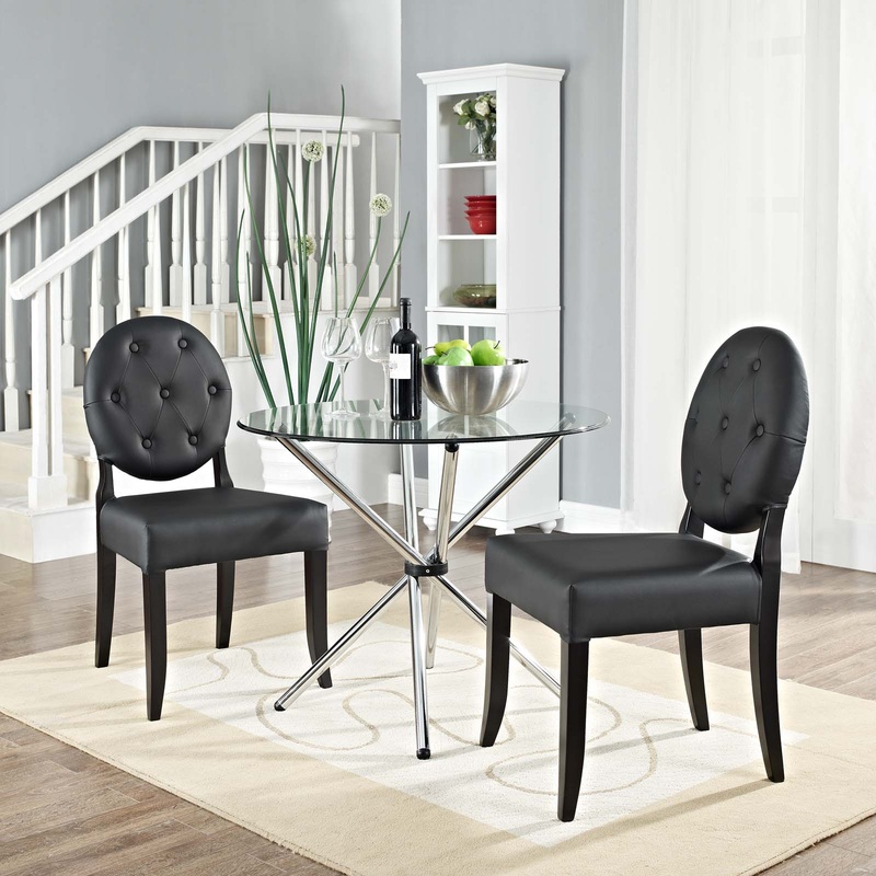 Modway Button Dining Side Chair Set of 2 - Black - EEI-1279