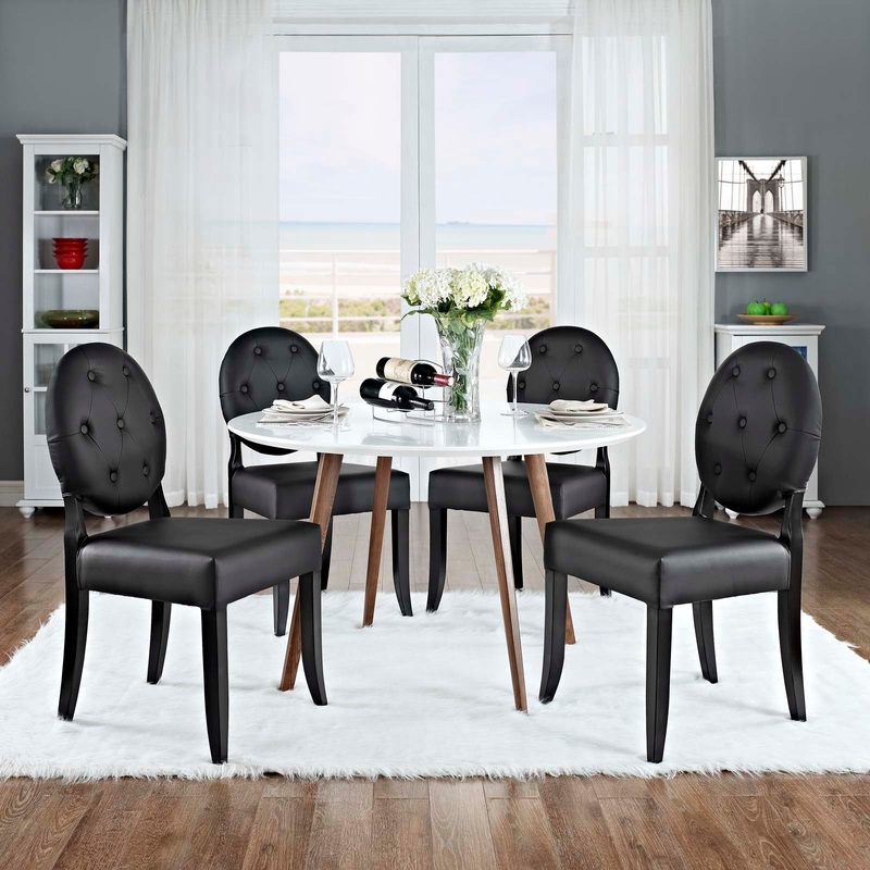 Modway Button Dining Side Chair Set of 4 - Black - EEI-1280