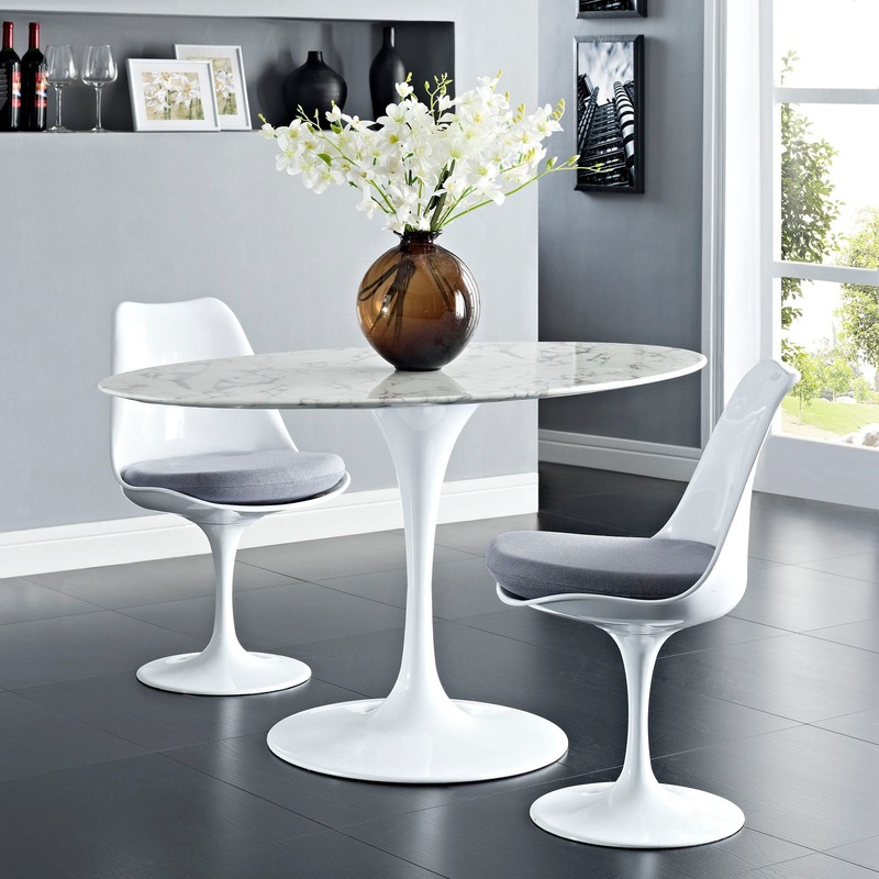 Modway Lippa 54" Oval Artificial Marble Dining Table - White - EEI-1134