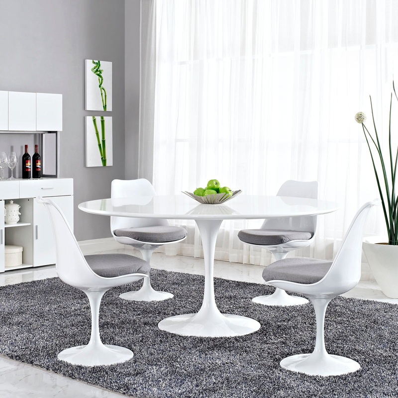 Modway Lippa 60" Round Wood Top Dining Table - White - EEI-1120