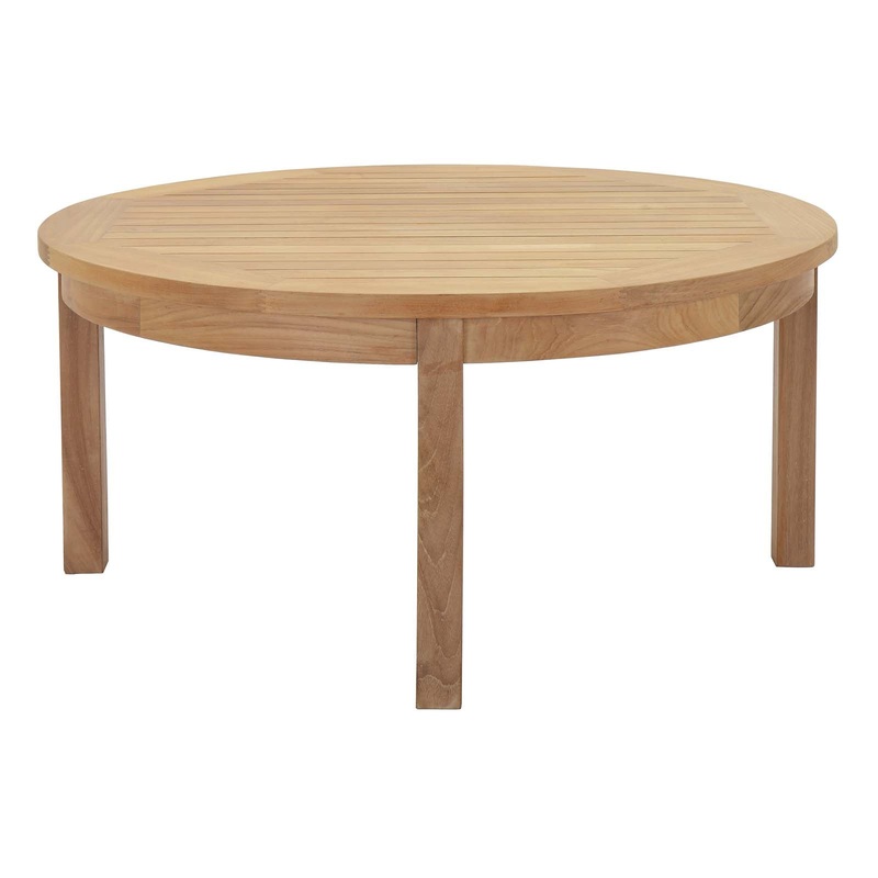 Modway Marina Outdoor Patio Teak Round Coffee Table - Natural - EEI-1153