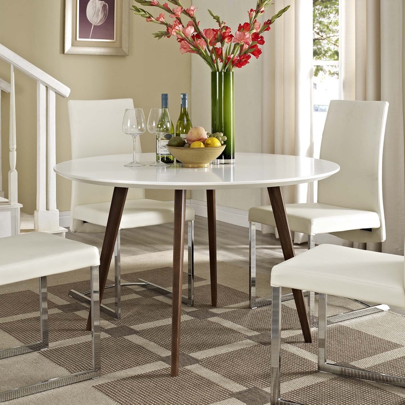 Modway Platter Round Dining Table - White - EEI-1064