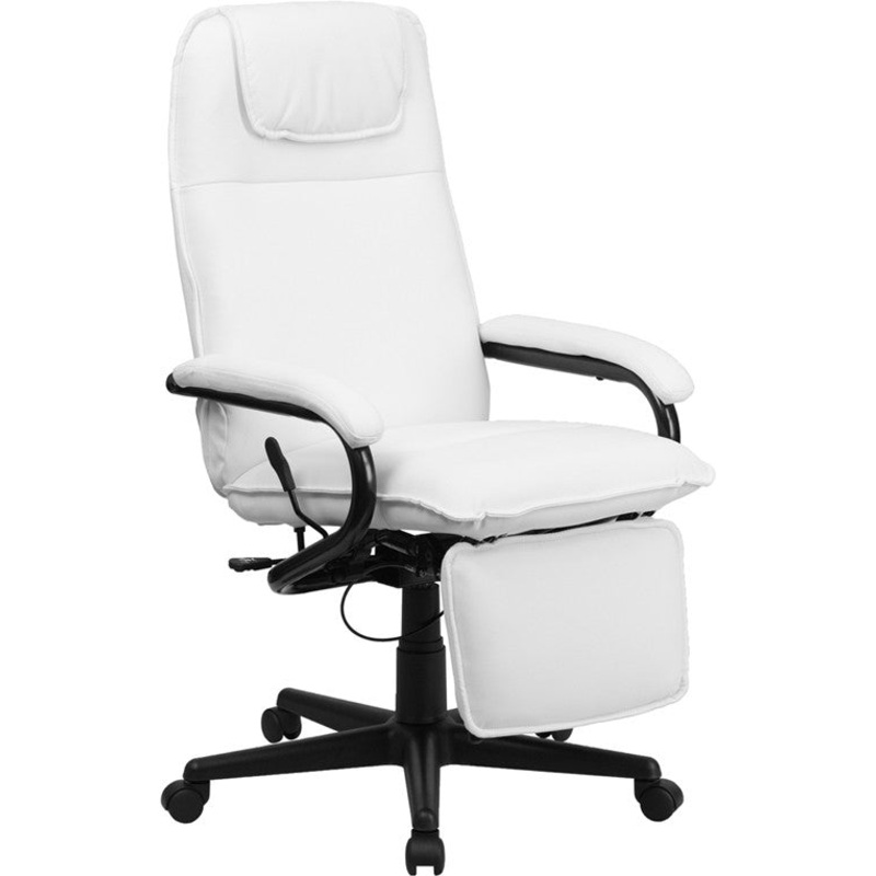 Flash Furniture High Back White Leather Executive Reclining Swivel Office Chair