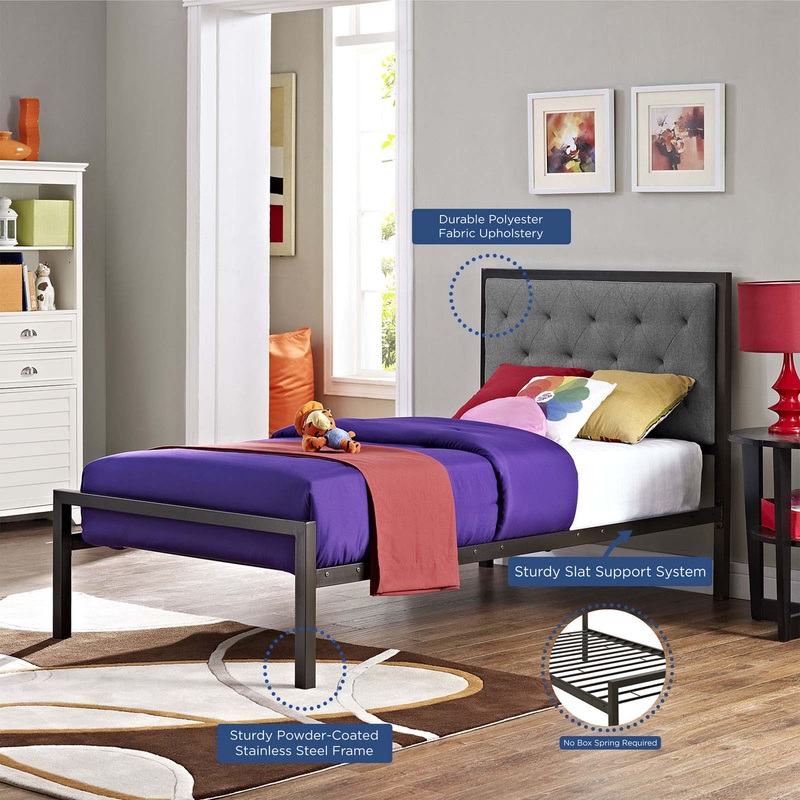 Modway Mia Twin Fabric Bed - Brown Gray - MOD-5178
