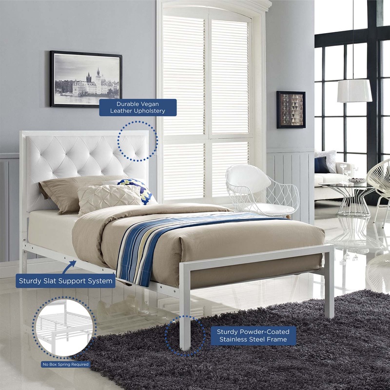 Modway Mia Twin Vinyl Bed - White White - MOD-5179