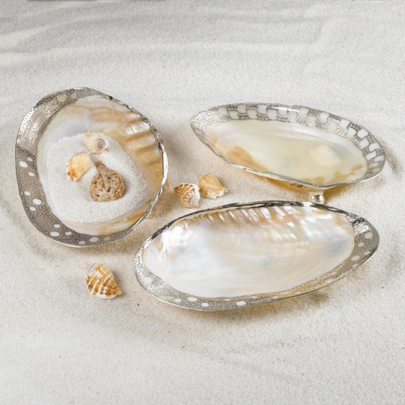 Two's Company Ornamented Cabebe Shell Footed Dish  - Set of 12