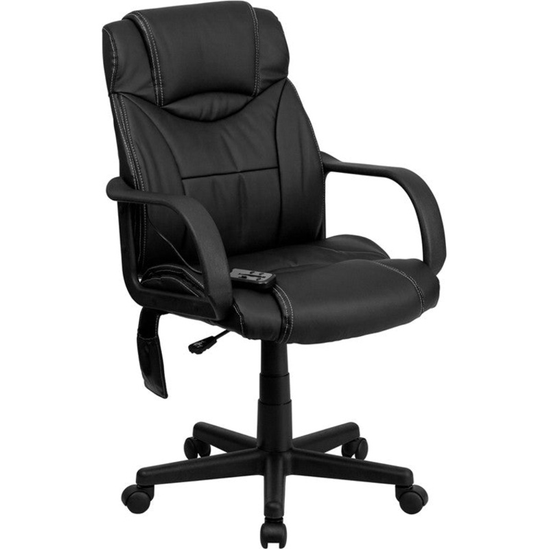 Flash Furniture BT-2690P-GG High Back Massaging Black Leather Executive Swivel Office Chair