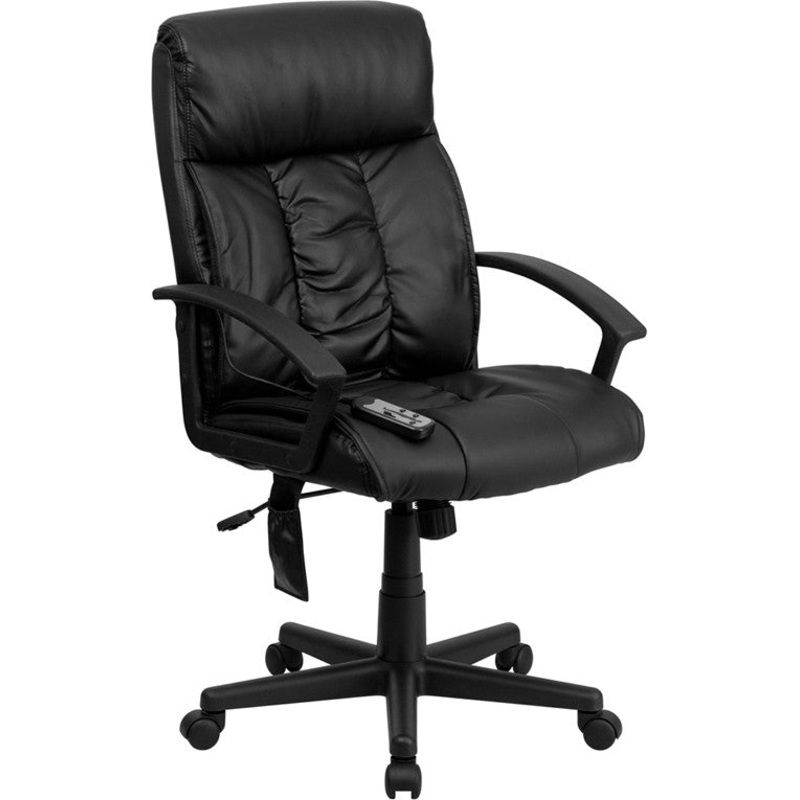 Flash Furniture BT-9578P-GG High Back Massaging Black Leather Executive Swivel Office Chair