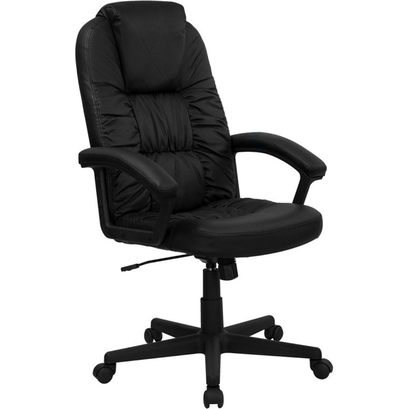 Flash Furniture BT-983-BK-GG High Back Black Leather Executive Swivel Office Chair