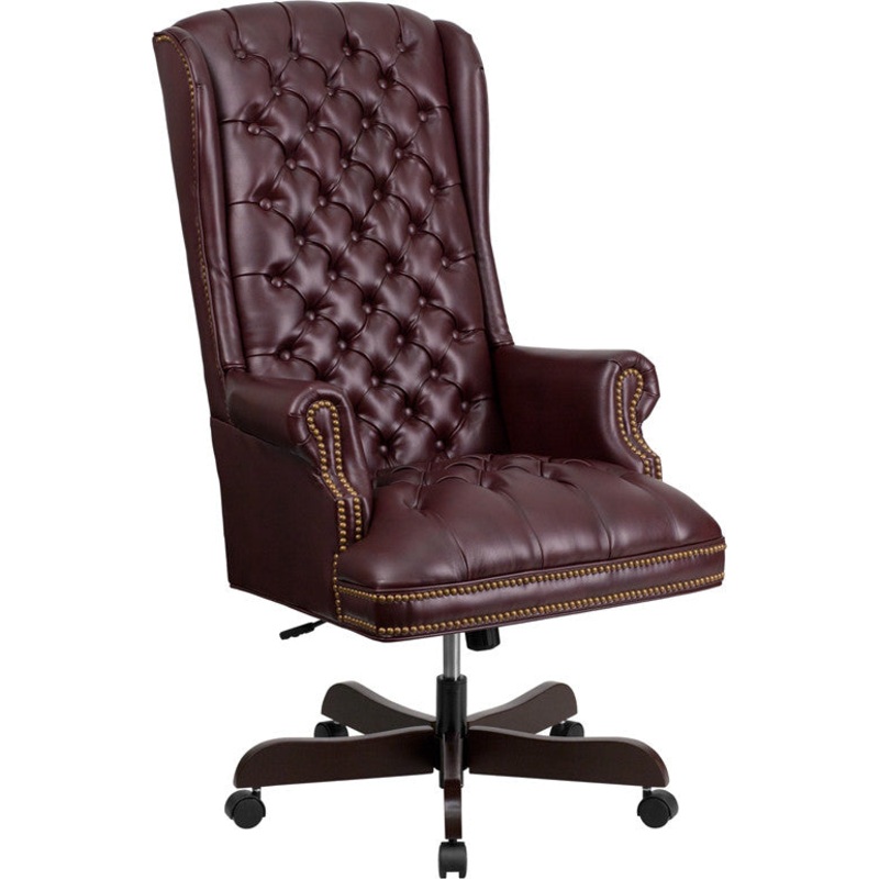 Flash Furniture CI-360-BY-GG High Back Traditional Tufted Burgundy Leather Executive Swivel Office Chair