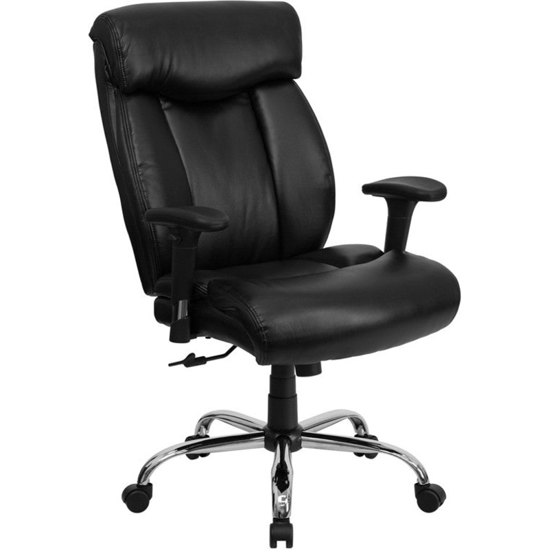 Flash Furniture GO-1235-BK-LEA-A-GG Hercules Series Black Leather Executive Swivel Office Chair With Adjustable Arms